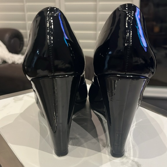 BCBG Generation PL Rafaela Black Patent Wedge Size 8B/38 - Picture 5 of 11